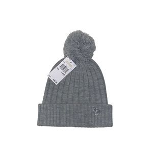 Michael Kors Winter Beanie Hat Grey Pom Pom - One Size